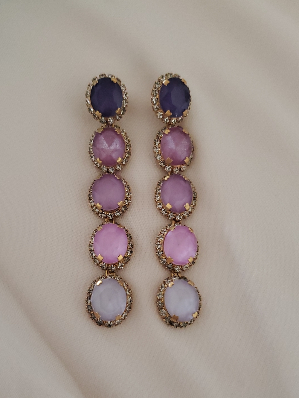 Elizabeth Cole Ombre Gold-Tone Multi Lavender & Purple Drop Earrings